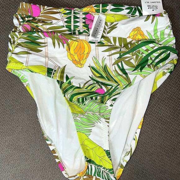 Trina Turk Green Its Bananas High-Rise Bikini Bottom & Bando top size 6 - Picture 3 of 7